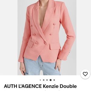 L'AGENCE Pink Tailored Blazer with Peaked Lapels